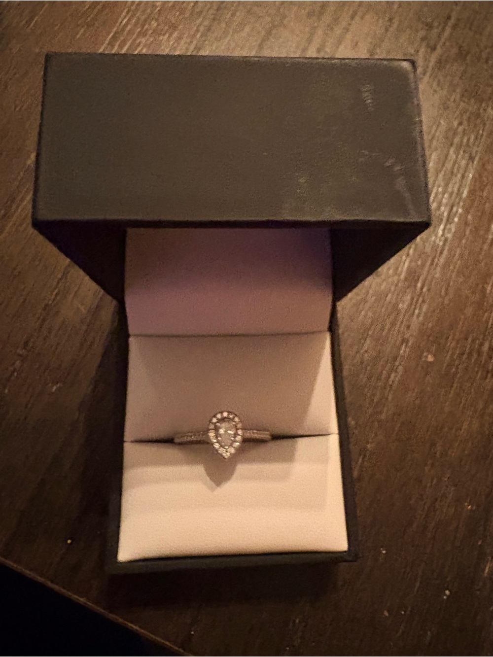 Pear-Shaped Halo Diamond Ring in white gold